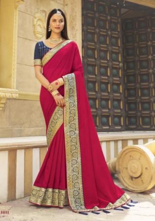 Picture of Beautiful Silk Crimson Saree