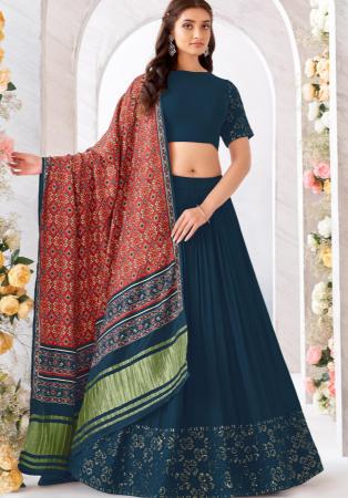 Picture of Marvelous Georgette Navy Blue Readymade Lehenga Choli