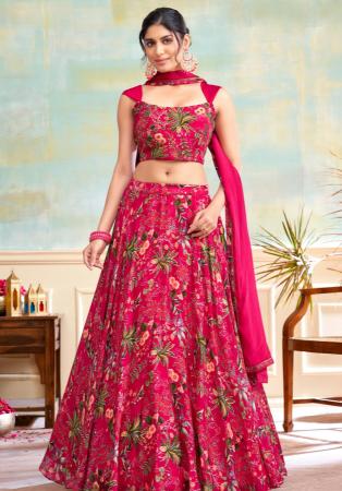 Picture of Wonderful Georgette Deep Pink Readymade Lehenga Choli