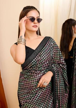 Picture of Fine Georgette Black Saree