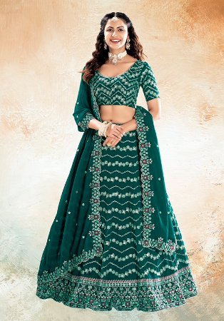 Picture of Taking Georgette Teal Lehenga Choli