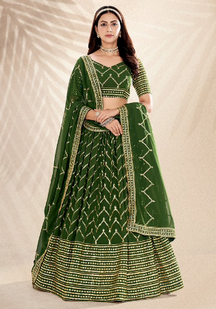 Picture of Magnificent Georgette Forest Green Lehenga Choli