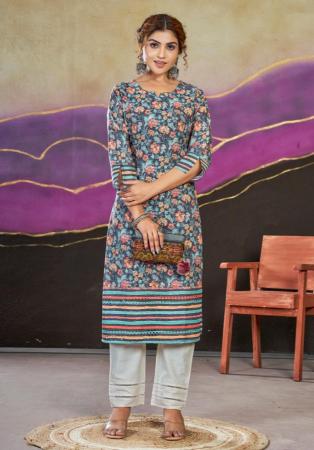 Picture of Marvelous Cotton Light Slate Grey Kurtis & Tunic