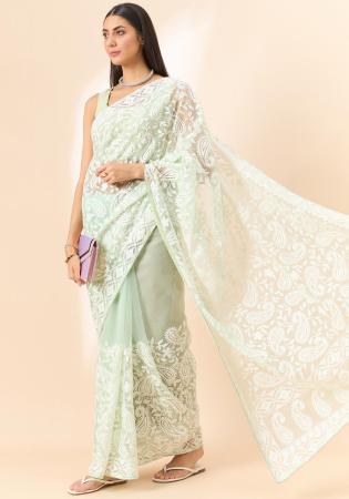 Picture of Pretty Organza Medium Spring Green Saree