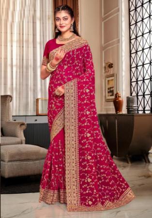 Picture of Nice Georgette Crimson Saree