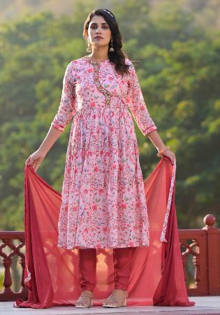 Picture of Georgette & Silk Rosy Brown Readymade Salwar Kameez