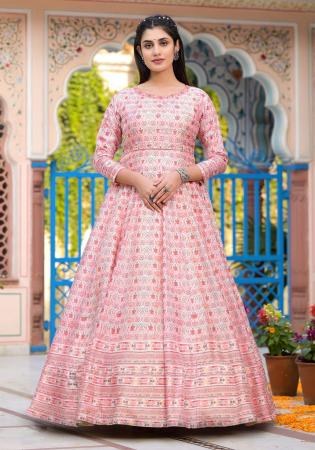 Picture of Classy Silk Light Pink Readymade Gown