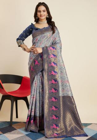 Picture of Beauteous Silk Dark Grey Saree