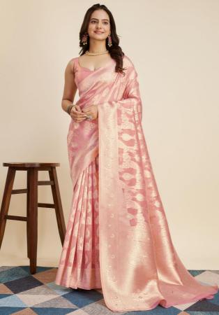 Picture of Delightful Silk Dark Salmon Saree