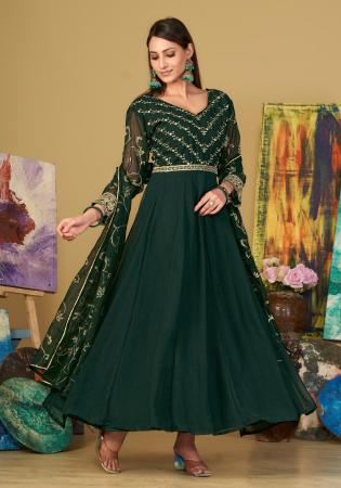 Picture of Shapely Georgette Sea Green Anarkali Salwar Kameez