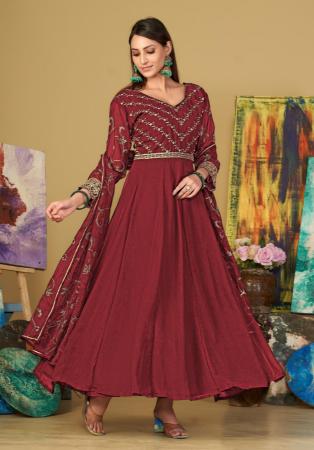 Picture of Appealing Georgette Maroon Anarkali Salwar Kameez