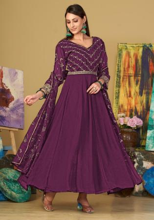 Picture of Georgette Medium Orchid Anarkali Salwar Kameez