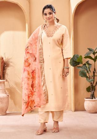 Picture of Shapely Silk Tan Readymade Salwar Kameez