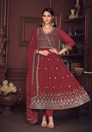 Picture of Alluring Georgette Maroon Anarkali Salwar Kameez