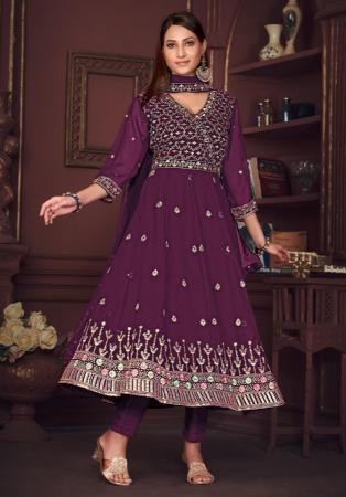 Picture of Grand Georgette Purple Anarkali Salwar Kameez