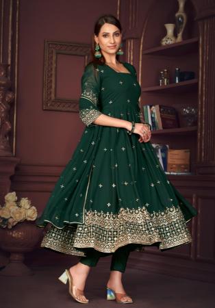 Picture of Marvelous Georgette Sea Green Anarkali Salwar Kameez