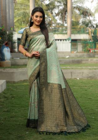 Picture of Nice Silk Dark Sea Green Saree