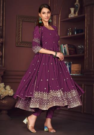 Picture of Marvelous Georgette Purple Anarkali Salwar Kameez