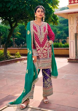 Picture of Fine Chiffon Pink Straight Cut Salwar Kameez