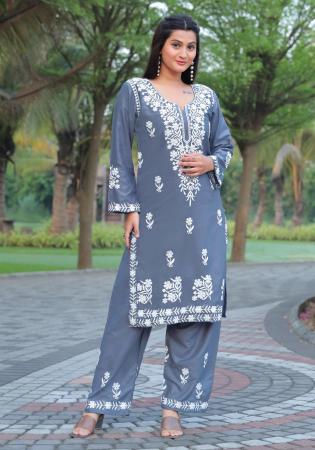 Picture of Good Looking Rayon Slate Grey Kurtis & Tunic