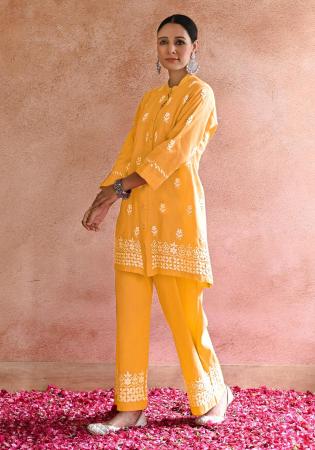 Picture of Alluring Rayon Golden Rod Kurtis & Tunic