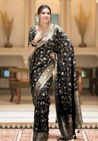 Picture of Gorgeous Silk Black Saree