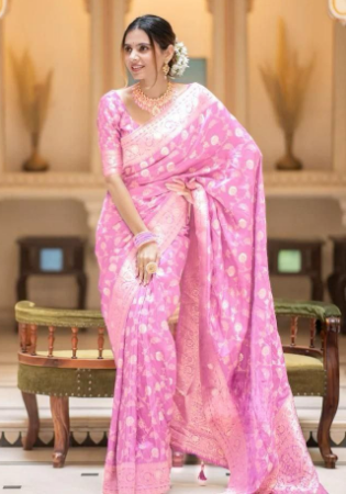 Picture of Fascinating Silk Light Pink Saree