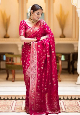 Picture of Statuesque Silk Light Coral Saree