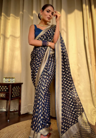 Picture of Sightly Silk Midnight Blue Saree