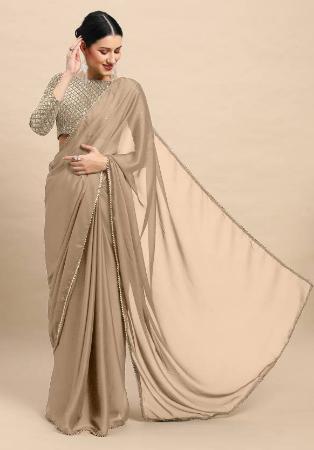 Picture of Sightly Georgette & Satin & Silk Rosy Brown Saree