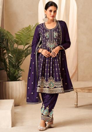 Picture of Admirable Chiffon Purple Anarkali Salwar Kameez