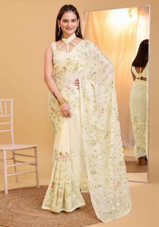 Picture of Nice Silk & Organza Beige Saree