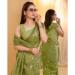 Picture of Amazing Silk & Organza Dark Khaki Saree