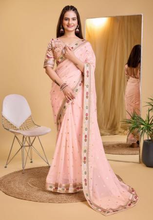 Picture of Exquisite Organza Pink Saree