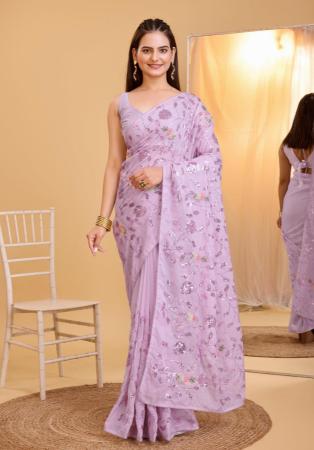 Picture of Fine Organza Medium Orchid Saree