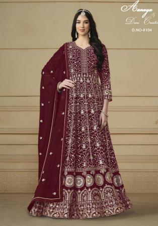 Picture of Pleasing Georgette Maroon Anarkali Salwar Kameez