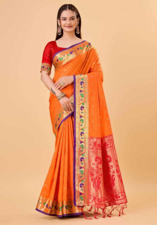 Picture of Pretty Silk Tomato Saree