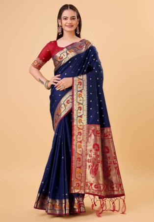 Picture of Superb Silk Midnight Blue Saree