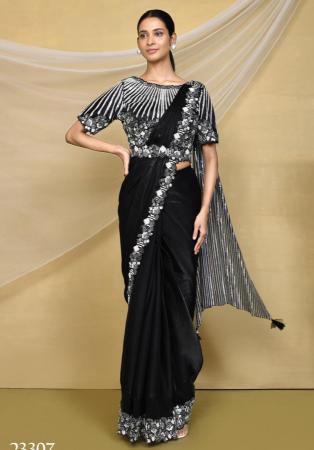 Picture of Bewitching Crepe & Satin & Silk Dark Slate Grey Saree