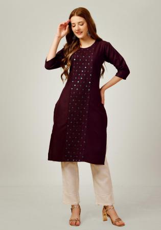 Picture of Magnificent Cotton Dark Magenta Readymade Salwar Kameez