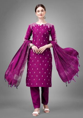 Picture of Enticing Cotton Purple Readymade Salwar Kameez