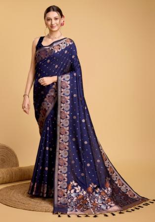 Picture of Charming Silk Midnight Blue Saree