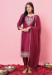 Picture of Fine Silk Indian Red Readymade Salwar Kameez