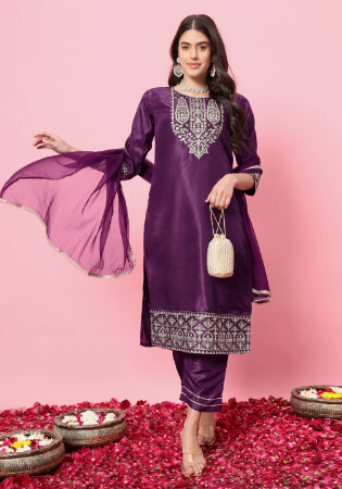 Picture of Taking Silk Purple Readymade Salwar Kameez