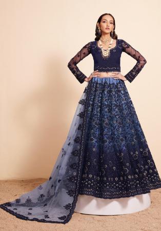 Picture of Nice Net Dark Slate Grey Lehenga Choli