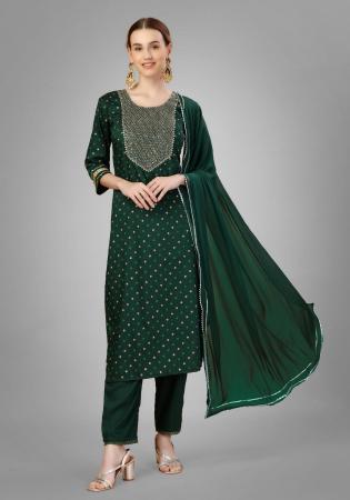 Picture of Bewitching Silk Sea Green Readymade Salwar Kameez