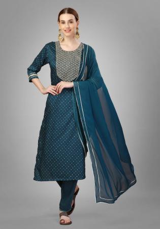 Picture of Good Looking Silk Dark Slate Grey Readymade Salwar Kameez