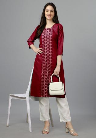 Picture of Enticing Cotton Maroon Kurtis & Tunic