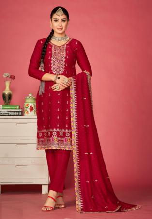 Picture of Pleasing Chiffon Maroon Straight Cut Salwar Kameez