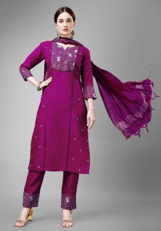 Picture of Delightful Cotton Medium Orchid Readymade Salwar Kameez